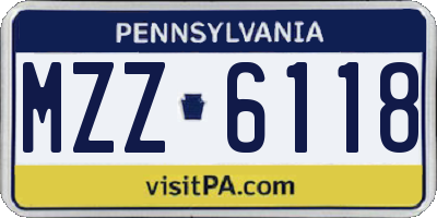 PA license plate MZZ6118