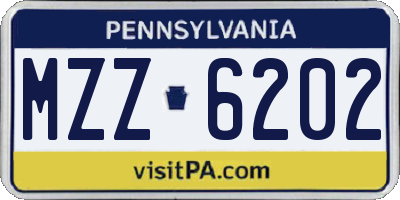 PA license plate MZZ6202