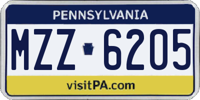 PA license plate MZZ6205