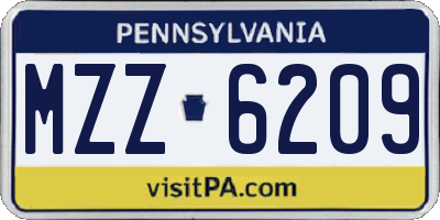 PA license plate MZZ6209