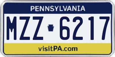 PA license plate MZZ6217