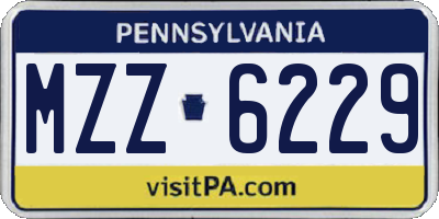 PA license plate MZZ6229