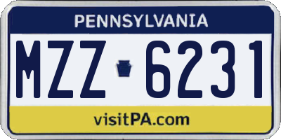 PA license plate MZZ6231
