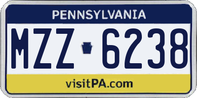 PA license plate MZZ6238