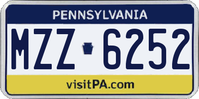 PA license plate MZZ6252