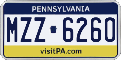 PA license plate MZZ6260
