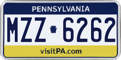 PA license plate MZZ6262