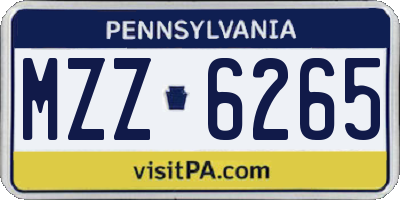 PA license plate MZZ6265