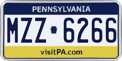PA license plate MZZ6266
