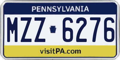PA license plate MZZ6276