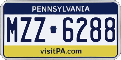 PA license plate MZZ6288