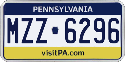 PA license plate MZZ6296