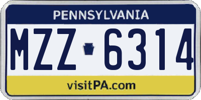 PA license plate MZZ6314