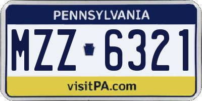 PA license plate MZZ6321