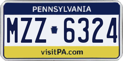 PA license plate MZZ6324