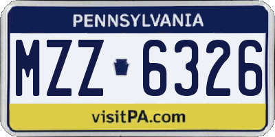 PA license plate MZZ6326