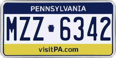 PA license plate MZZ6342