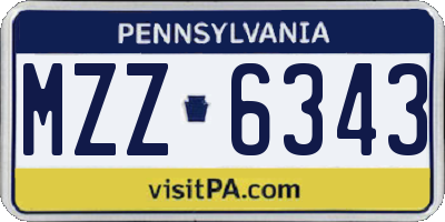 PA license plate MZZ6343