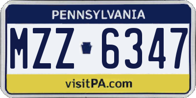 PA license plate MZZ6347