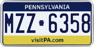 PA license plate MZZ6358