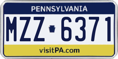 PA license plate MZZ6371