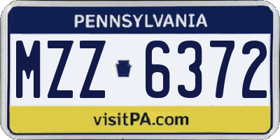 PA license plate MZZ6372