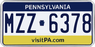 PA license plate MZZ6378