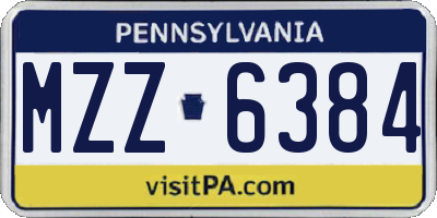 PA license plate MZZ6384