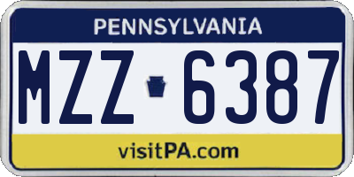 PA license plate MZZ6387