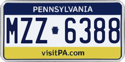PA license plate MZZ6388
