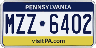 PA license plate MZZ6402