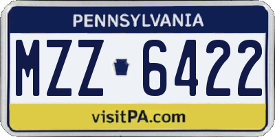 PA license plate MZZ6422