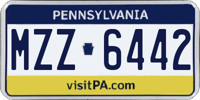 PA license plate MZZ6442