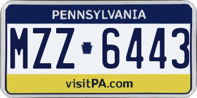 PA license plate MZZ6443