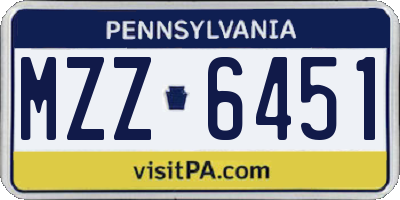 PA license plate MZZ6451