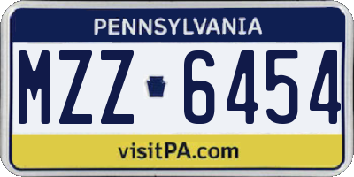 PA license plate MZZ6454