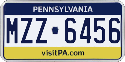 PA license plate MZZ6456