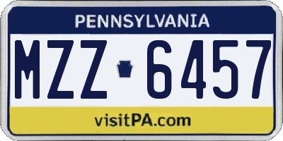 PA license plate MZZ6457