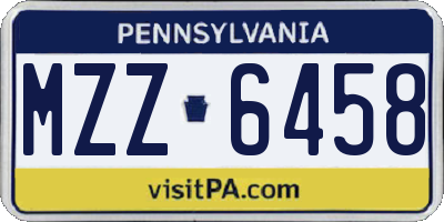 PA license plate MZZ6458