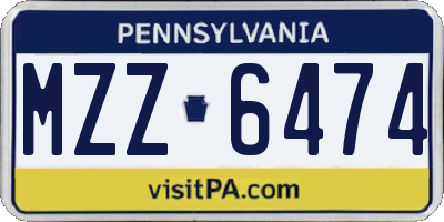 PA license plate MZZ6474