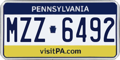 PA license plate MZZ6492