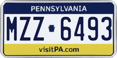 PA license plate MZZ6493