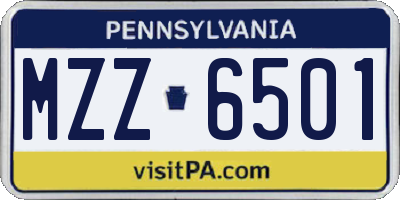 PA license plate MZZ6501