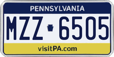 PA license plate MZZ6505