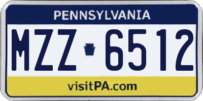 PA license plate MZZ6512