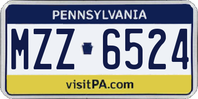 PA license plate MZZ6524