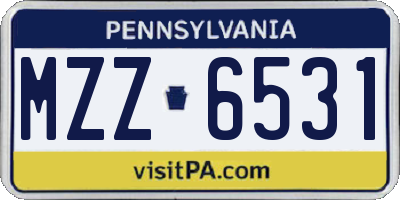 PA license plate MZZ6531