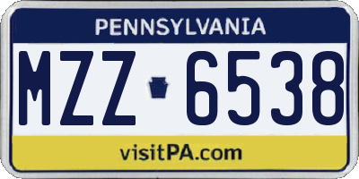 PA license plate MZZ6538