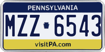 PA license plate MZZ6543