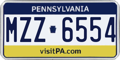 PA license plate MZZ6554